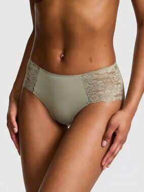 PINK No-Show Cheeky Panty color: Slate Green Slate